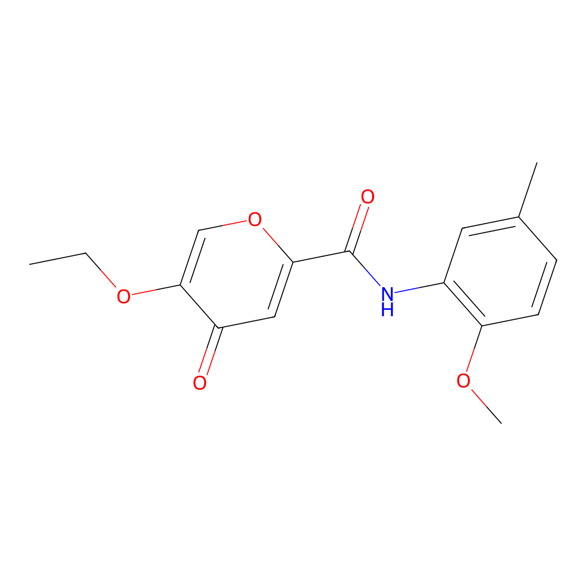 5-ethoxy-N-(2-methoxy-5-methylphenyl)-4-oxo-4H-pyran-2-carboxamide molecular structure, CAS 1105231-10-4
