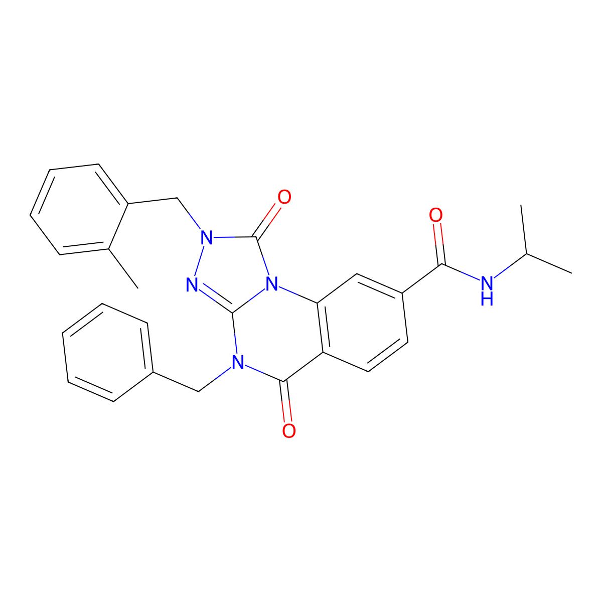 4-benzyl-N-isopropyl-2-(2-methylbenzyl)-1,5-dioxo-1,2,4,5-tetrahydro-[1,2,4]triazolo[4,3-a]quinazoline-8-carboxamide molecular structure, CAS 1105231-13-7