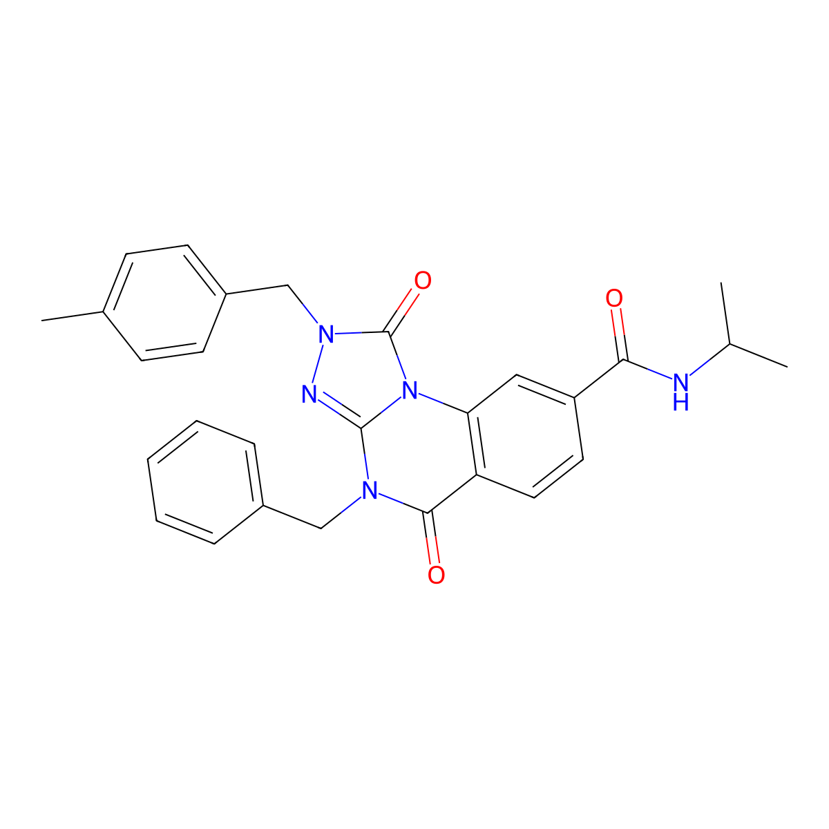 4-benzyl-N-isopropyl-2-(4-methylbenzyl)-1,5-dioxo-1,2,4,5-tetrahydro-[1,2,4]triazolo[4,3-a]quinazoline-8-carboxamide molecular structure, CAS 1105231-20-6