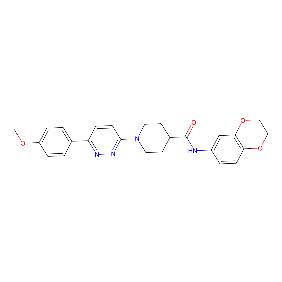 N-(2,3-dihydrobenzo[b][1,4]dioxin-6-yl)-1-(6-(4-methoxyphenyl)pyridazin-3-yl)piperidine-4-carboxamide molecular structure, CAS 1105231-21-7