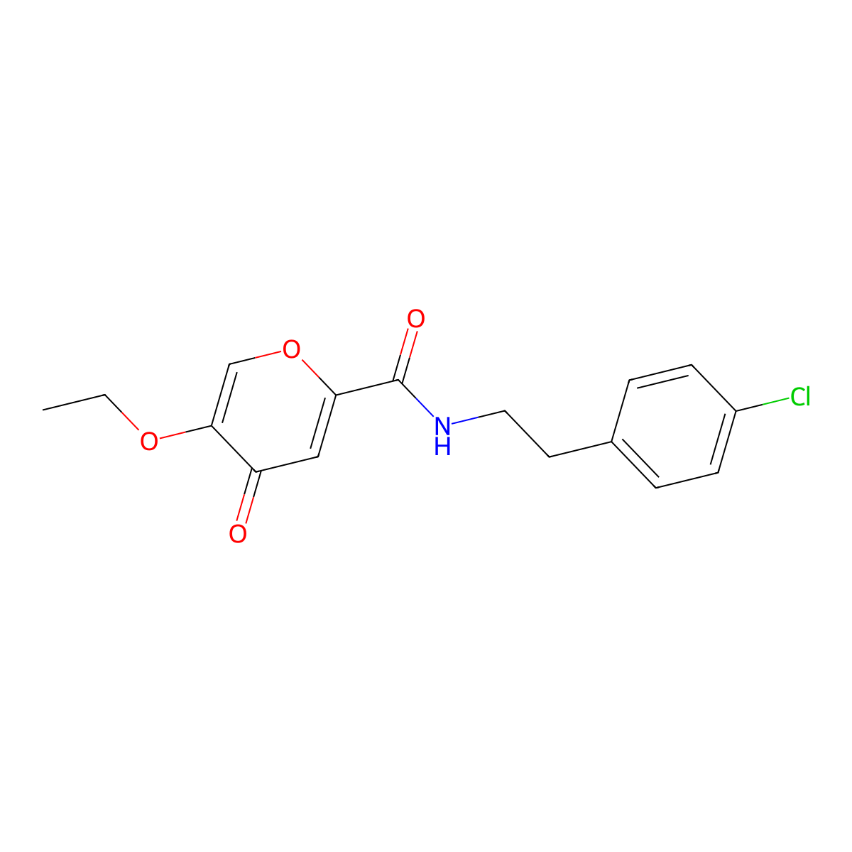 N-(4-chlorophenethyl)-5-ethoxy-4-oxo-4H-pyran-2-carboxamide molecular structure, CAS 1105231-24-0