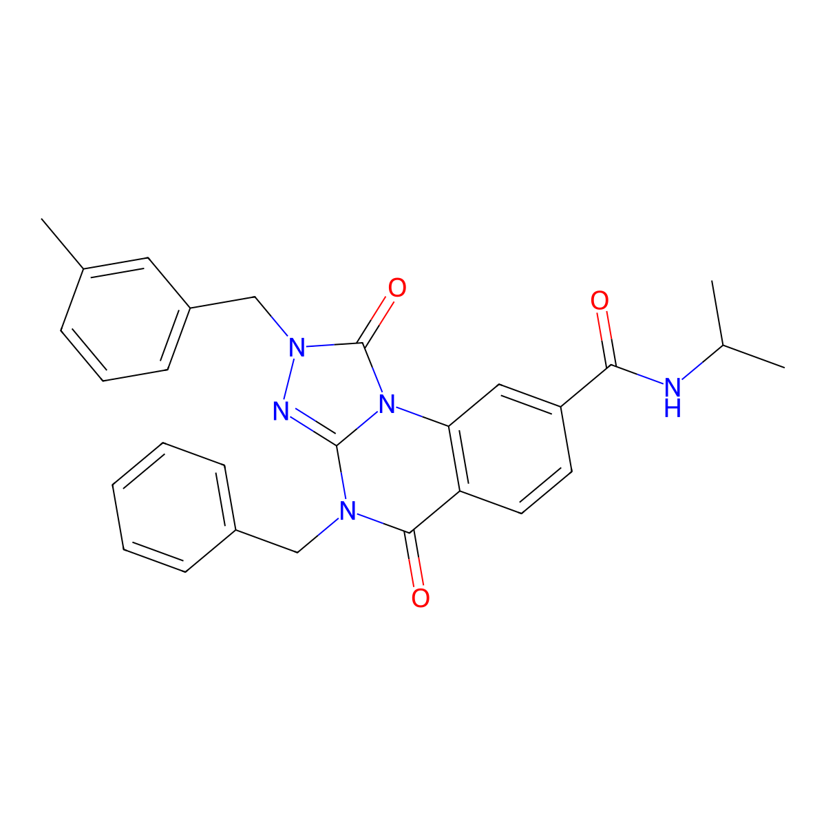 4-benzyl-N-isopropyl-2-(3-methylbenzyl)-1,5-dioxo-1,2,4,5-tetrahydro-[1,2,4]triazolo[4,3-a]quinazoline-8-carboxamide molecular structure, CAS 1105231-27-3