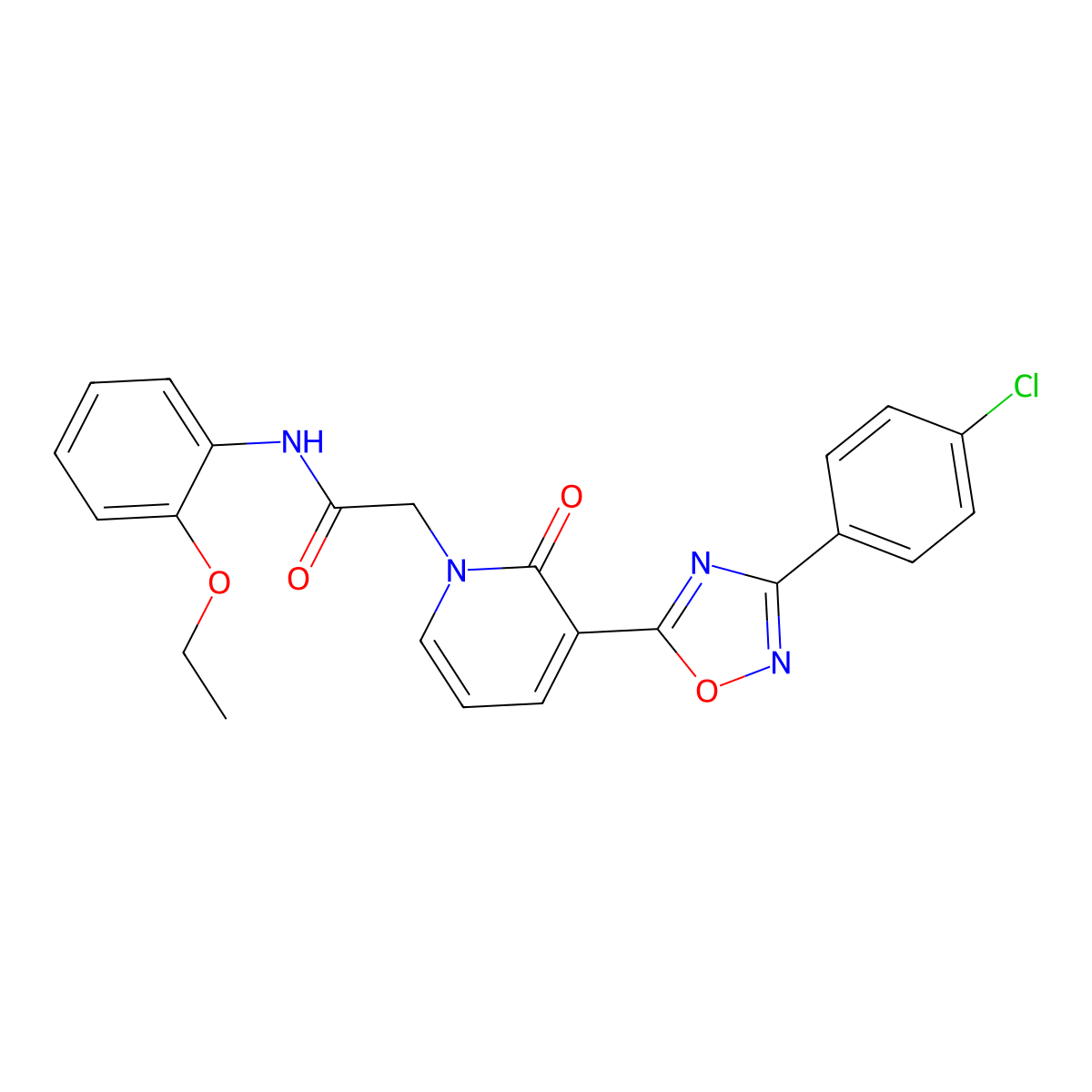 2-[3-[3-(4-chlorophenyl)-1,2,4-oxadiazol-5-yl]-2-oxopyridin-1(2H)-yl]-N-(2-ethoxyphenyl)acetamide molecular structure, CAS 1105231-33-1