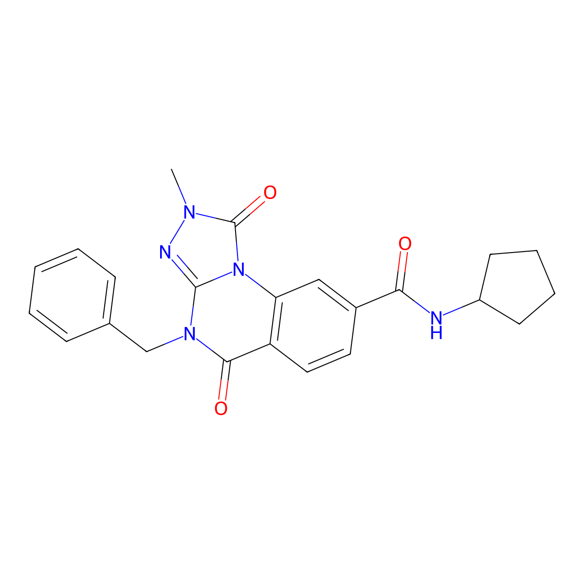 4-benzyl-N-cyclopentyl-2-methyl-1,5-dioxo-1,2,4,5-tetrahydro-[1,2,4]triazolo[4,3-a]quinazoline-8-carboxamide molecular structure, CAS 1105231-34-2