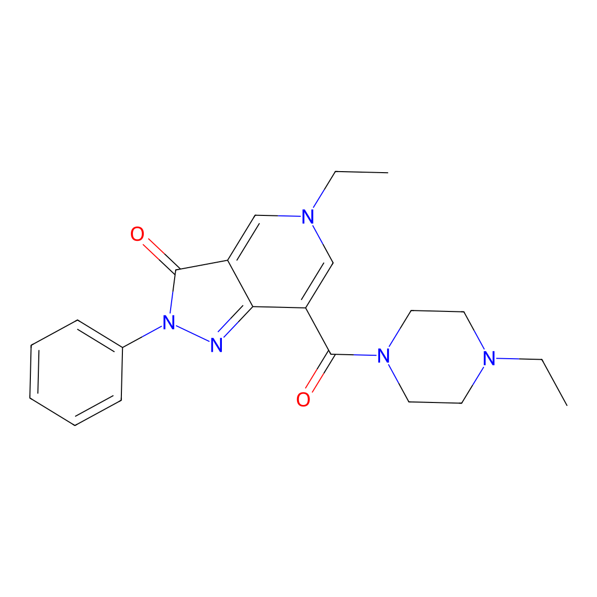 5-ethyl-7-(4-ethylpiperazine-1-carbonyl)-2-phenyl-2H-pyrazolo[4,3-c]pyridin-3(5H)-one molecular structure, CAS 1105231-36-4