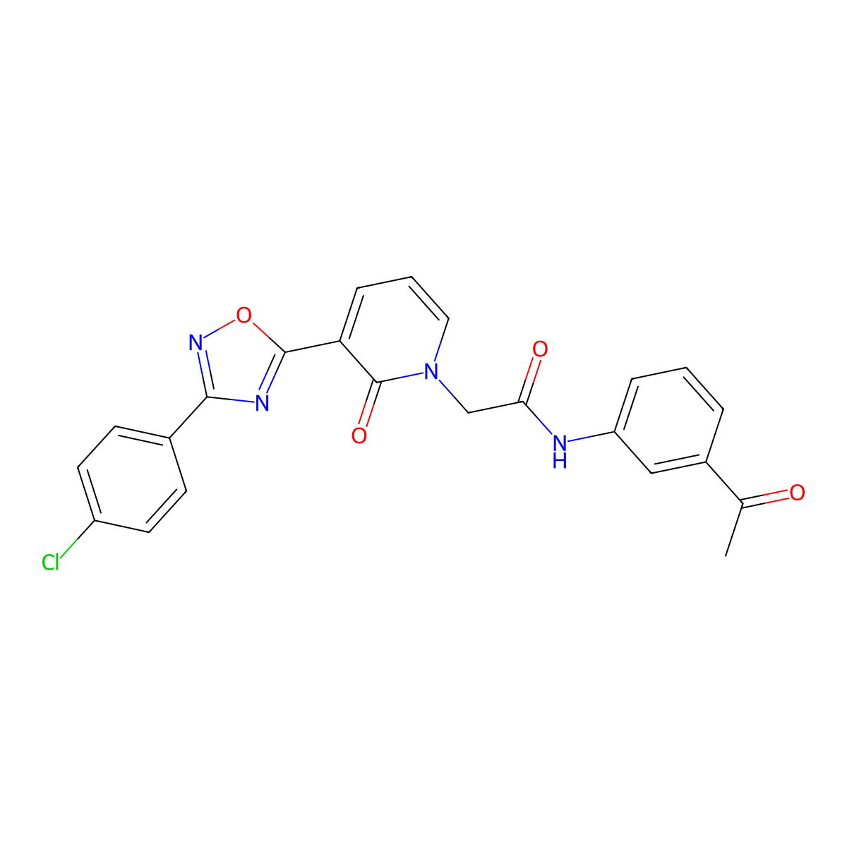N-(3-acetylphenyl)-2-[3-[3-(4-chlorophenyl)-1,2,4-oxadiazol-5-yl]-2-oxopyridin-1(2H)-yl]acetamide molecular structure, CAS 1105231-40-0