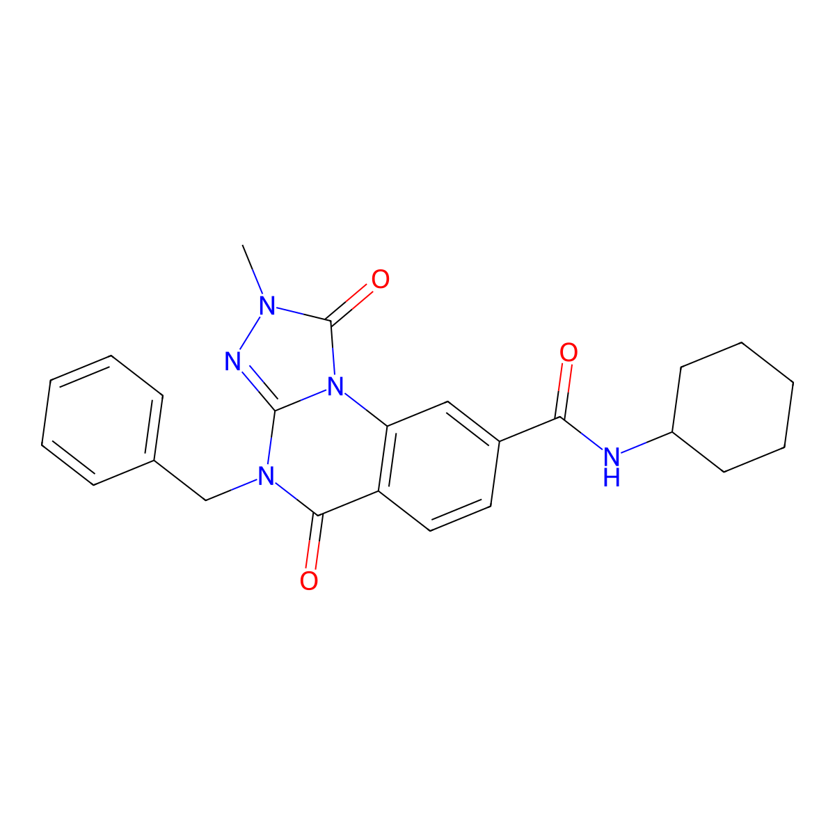4-benzyl-N-cyclohexyl-2-methyl-1,5-dioxo-1,2,4,5-tetrahydro-[1,2,4]triazolo[4,3-a]quinazoline-8-carboxamide molecular structure, CAS 1105231-41-1