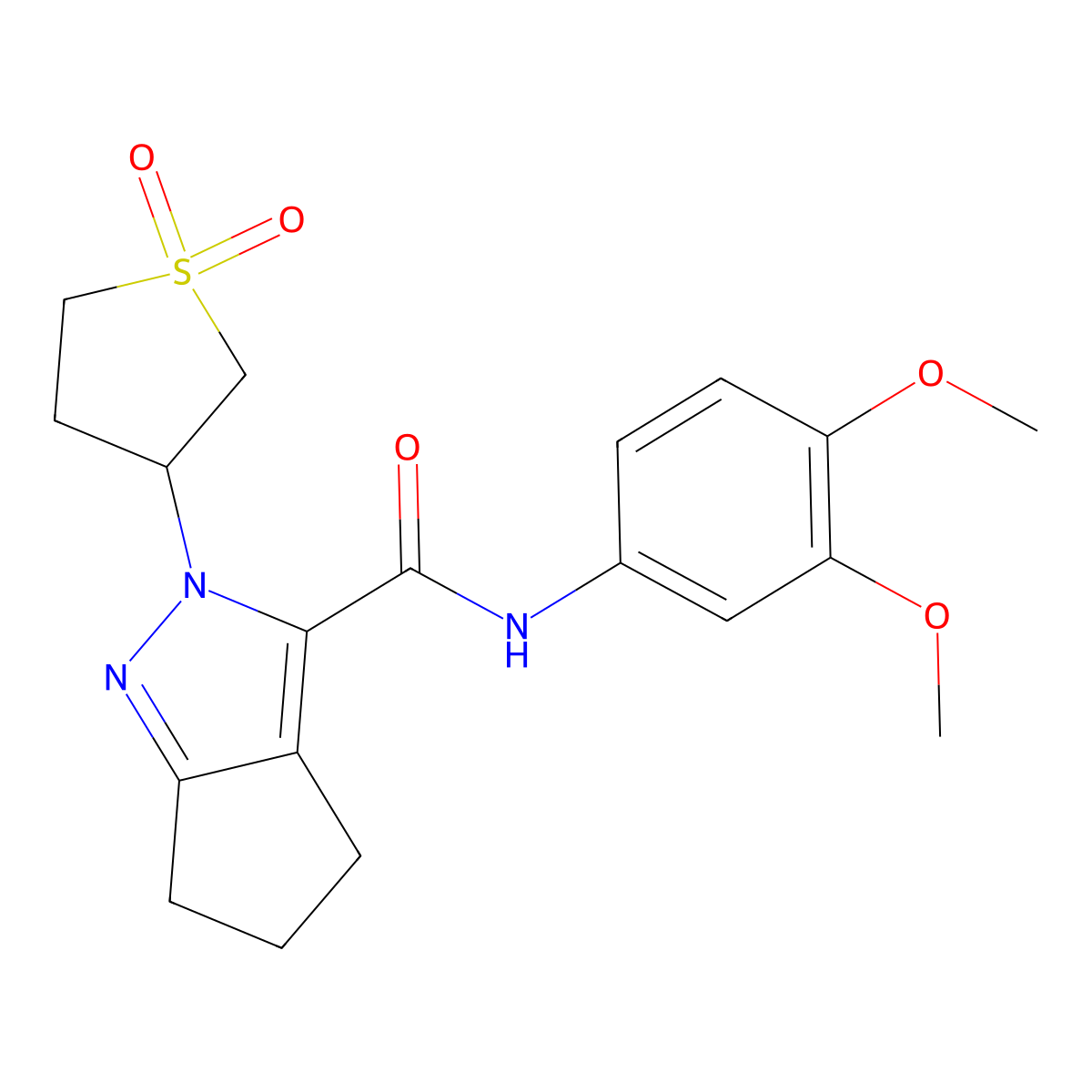 N-(3,4-dimethoxyphenyl)-2-(1,1-dioxidotetrahydrothiophen-3-yl)-2,4,5,6-tetrahydrocyclopenta[c]pyrazole-3-carboxamide molecular structure, CAS 1105231-45-5