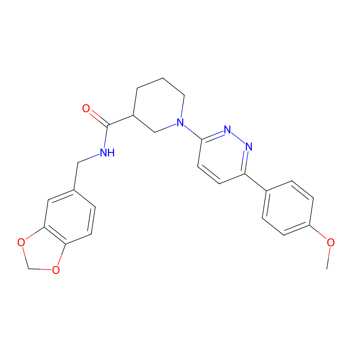 N-(benzo[d][1,3]dioxol-5-ylmethyl)-1-(6-(4-methoxyphenyl)pyridazin-3-yl)piperidine-3-carboxamide molecular structure, CAS 1105231-51-3