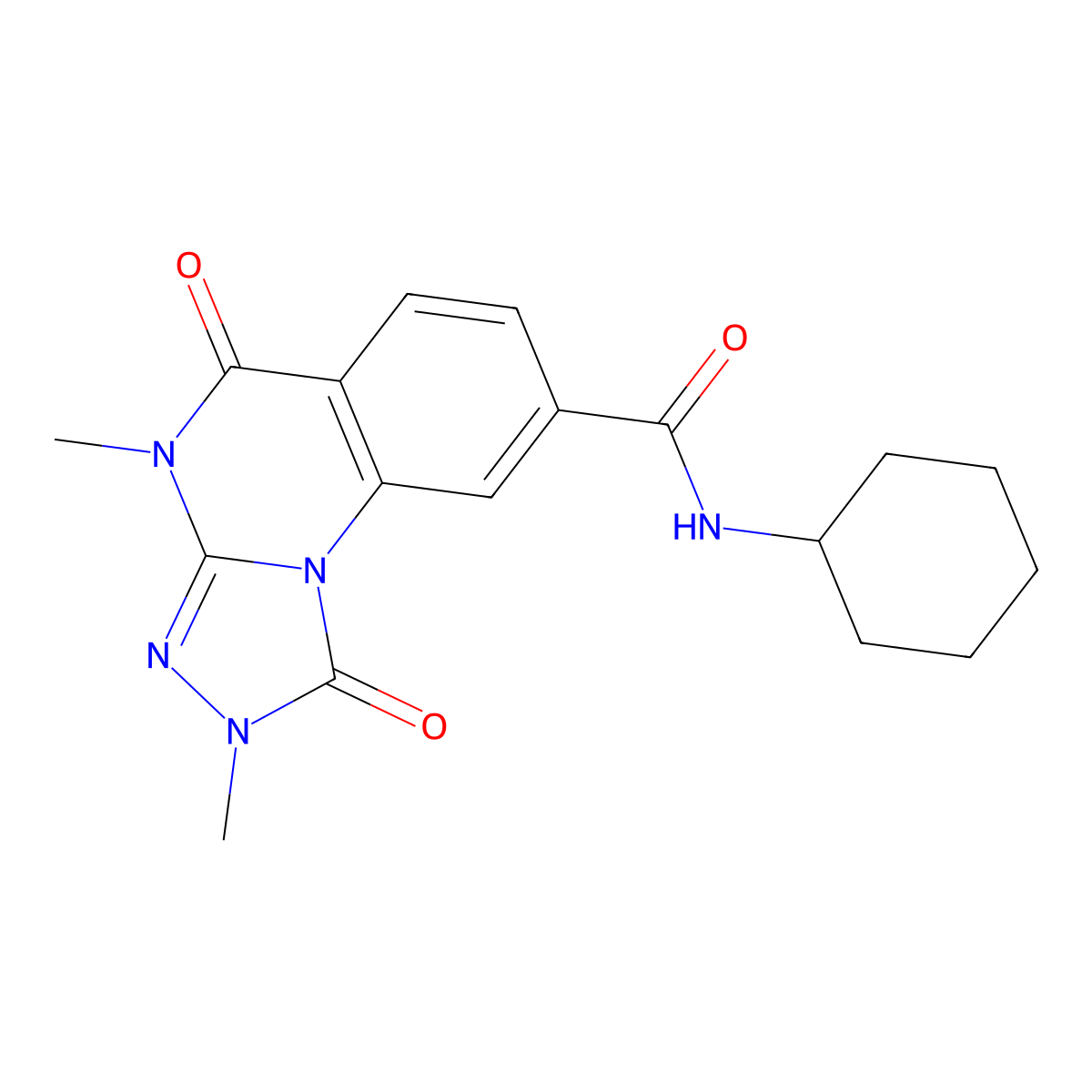 N-cyclohexyl-2,4-dimethyl-1,5-dioxo-1,2,4,5-tetrahydro-[1,2,4]triazolo[4,3-a]quinazoline-8-carboxamide molecular structure, CAS 1105231-62-6