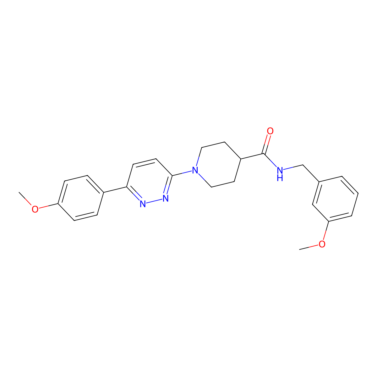 N-(3-methoxybenzyl)-1-(6-(4-methoxyphenyl)pyridazin-3-yl)piperidine-4-carboxamide molecular structure, CAS 1105231-63-7