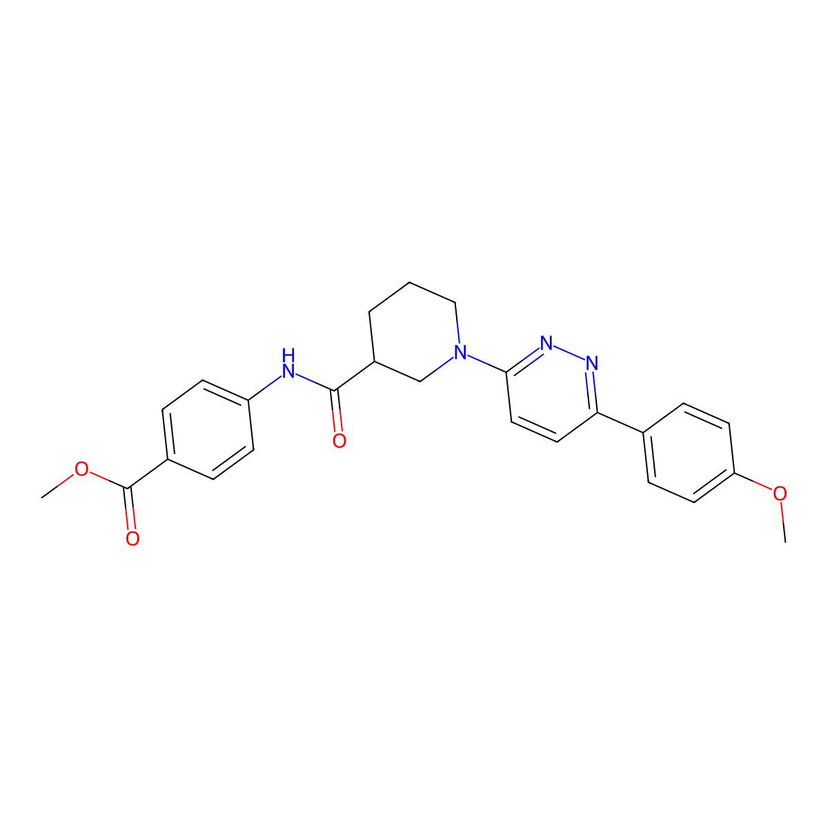 Methyl 4-(1-(6-(4-methoxyphenyl)pyridazin-3-yl)piperidine-3-carboxamido)benzoate molecular structure, CAS 1105231-65-9