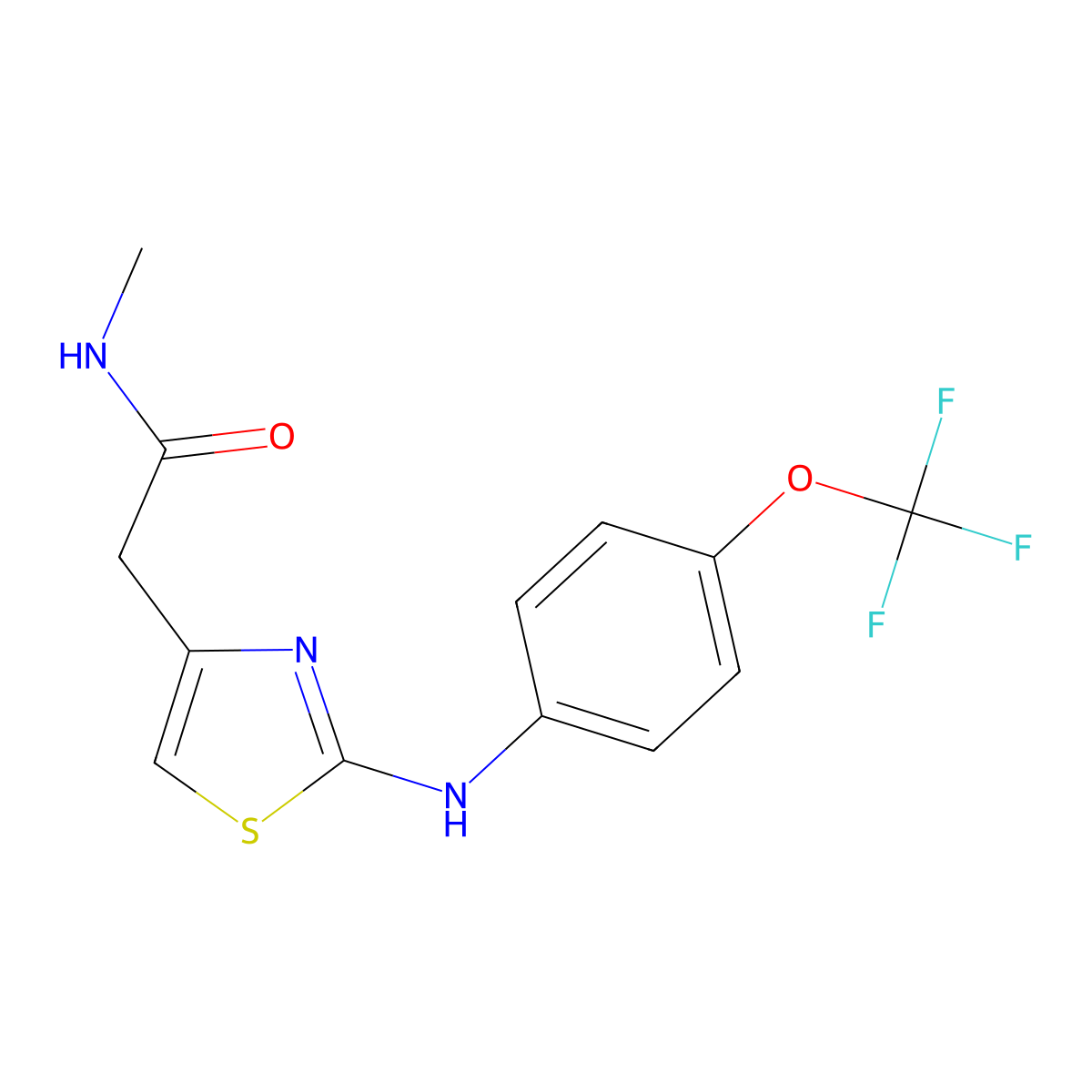 N-methyl-2-(2-((4-(trifluoromethoxy)phenyl)amino)thiazol-4-yl)acetamide molecular structure, CAS 1105231-67-1