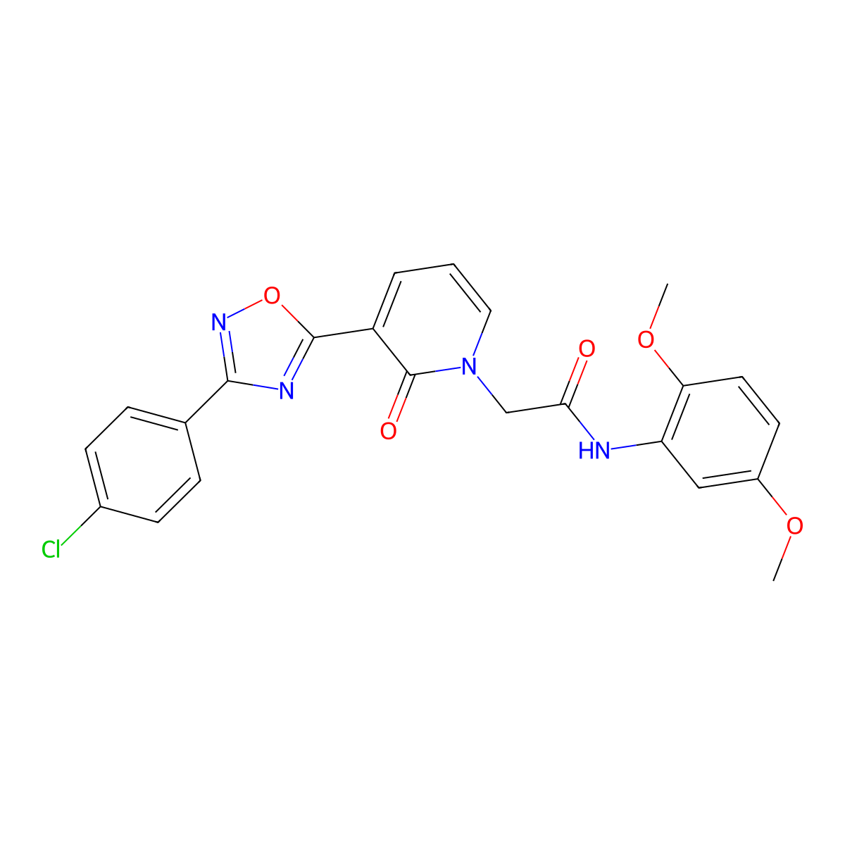 2-(3-(3-(4-chlorophenyl)-1,2,4-oxadiazol-5-yl)-2-oxopyridin-1(2H)-yl)-N-(2,5-dimethoxyphenyl)acetamide molecular structure, CAS 1105231-68-2
