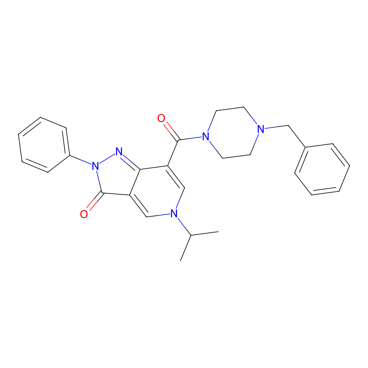 7-(4-benzylpiperazine-1-carbonyl)-5-isopropyl-2-phenyl-2H-pyrazolo[4,3-c]pyridin-3(5H)-one molecular structure, CAS 1105231-71-7