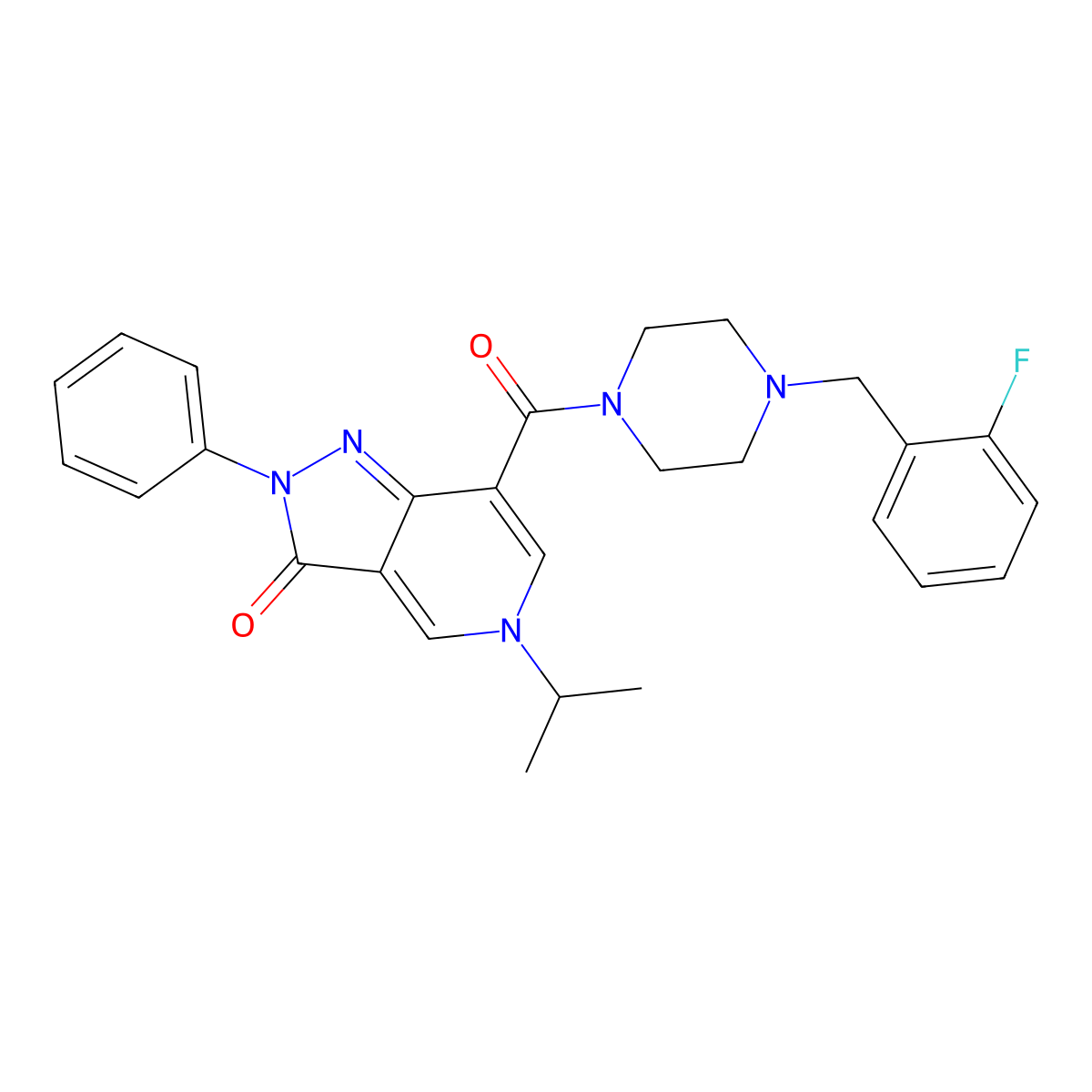 7-(4-(2-fluorobenzyl)piperazine-1-carbonyl)-5-isopropyl-2-phenyl-2H-pyrazolo[4,3-c]pyridin-3(5H)-one molecular structure, CAS 1105231-85-3