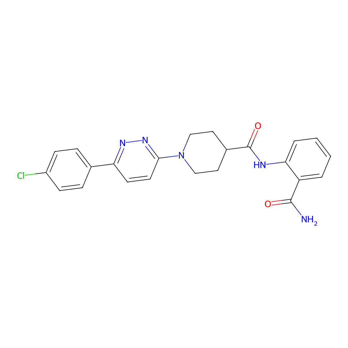 N-(2-carbamoylphenyl)-1-[6-(4-chlorophenyl)pyridazin-3-yl]piperidine-4-carboxamide molecular structure, CAS 1105231-98-8
