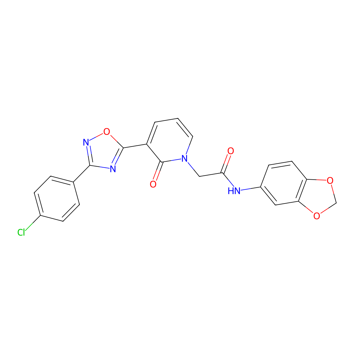 N-1,3-benzodioxol-5-yl-2-[3-[3-(4-chlorophenyl)-1,2,4-oxadiazol-5-yl]-2-oxopyridin-1(2H)-yl]acetamide molecular structure, CAS 1105232-02-7