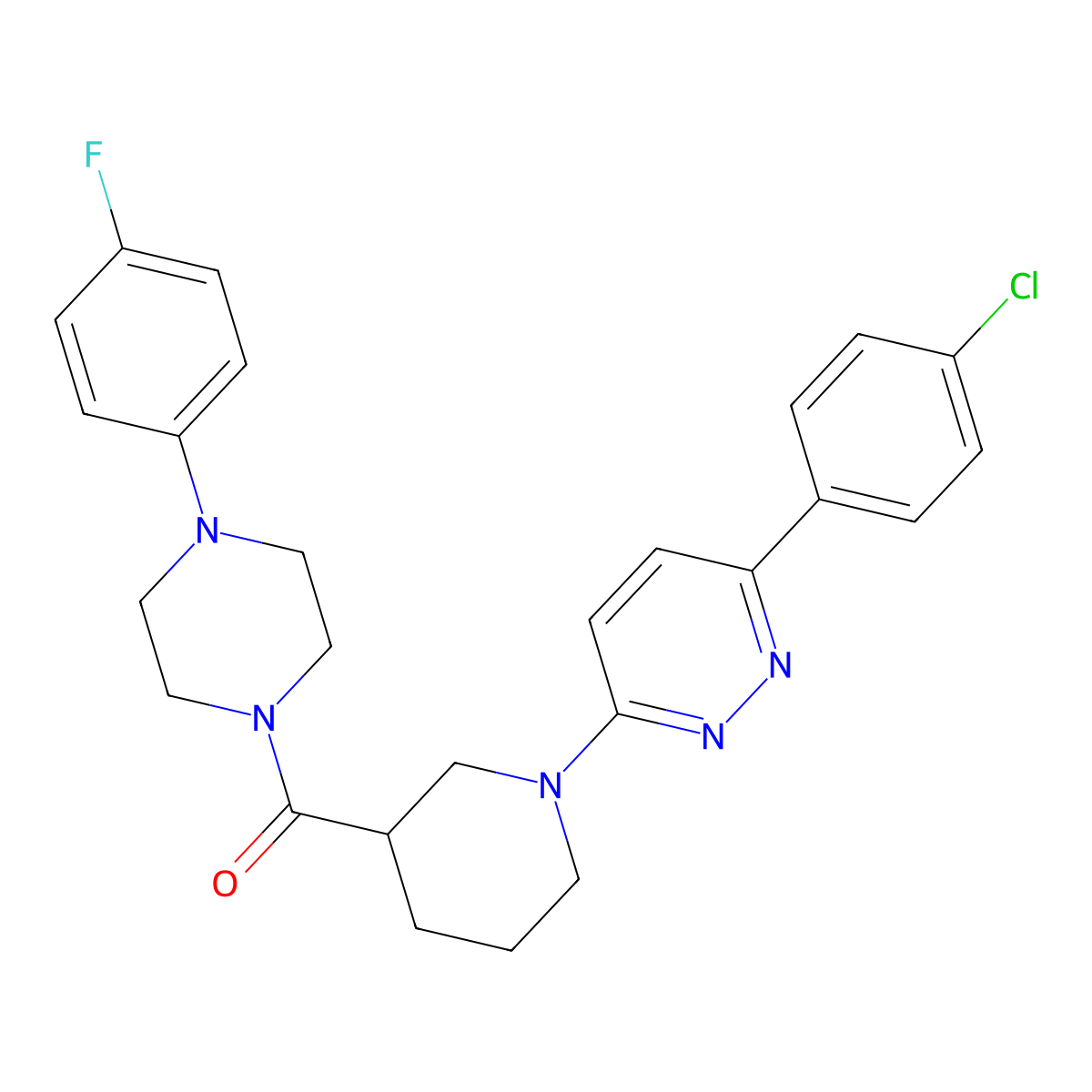 (1-(6-(4-Chlorophenyl)pyridazin-3-yl)piperidin-3-yl)(4-(4-fluorophenyl)piperazin-1-yl)methanone molecular structure, CAS 1105232-06-1