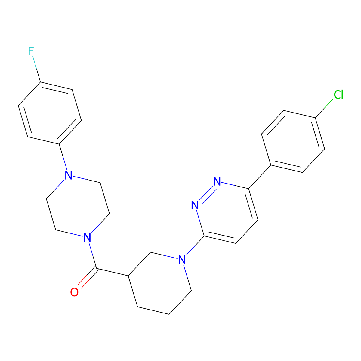 (1-(6-(4-Chlorophenyl)pyridazin-3-yl)piperidin-3-yl)(4-(4-fluorophenyl)piperazin-1-yl)methanone molecular structure, CAS 1105232-06-1