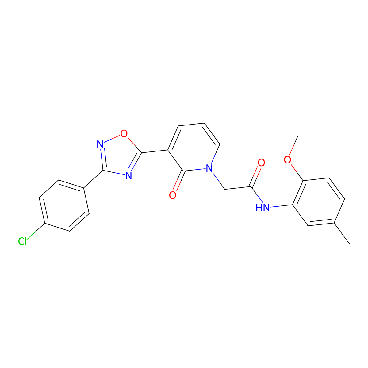 2-(3-(3-(4-chlorophenyl)-1,2,4-oxadiazol-5-yl)-2-oxopyridin-1(2H)-yl)-N-(2-methoxy-5-methylphenyl)acetamide molecular structure, CAS 1105232-08-3
