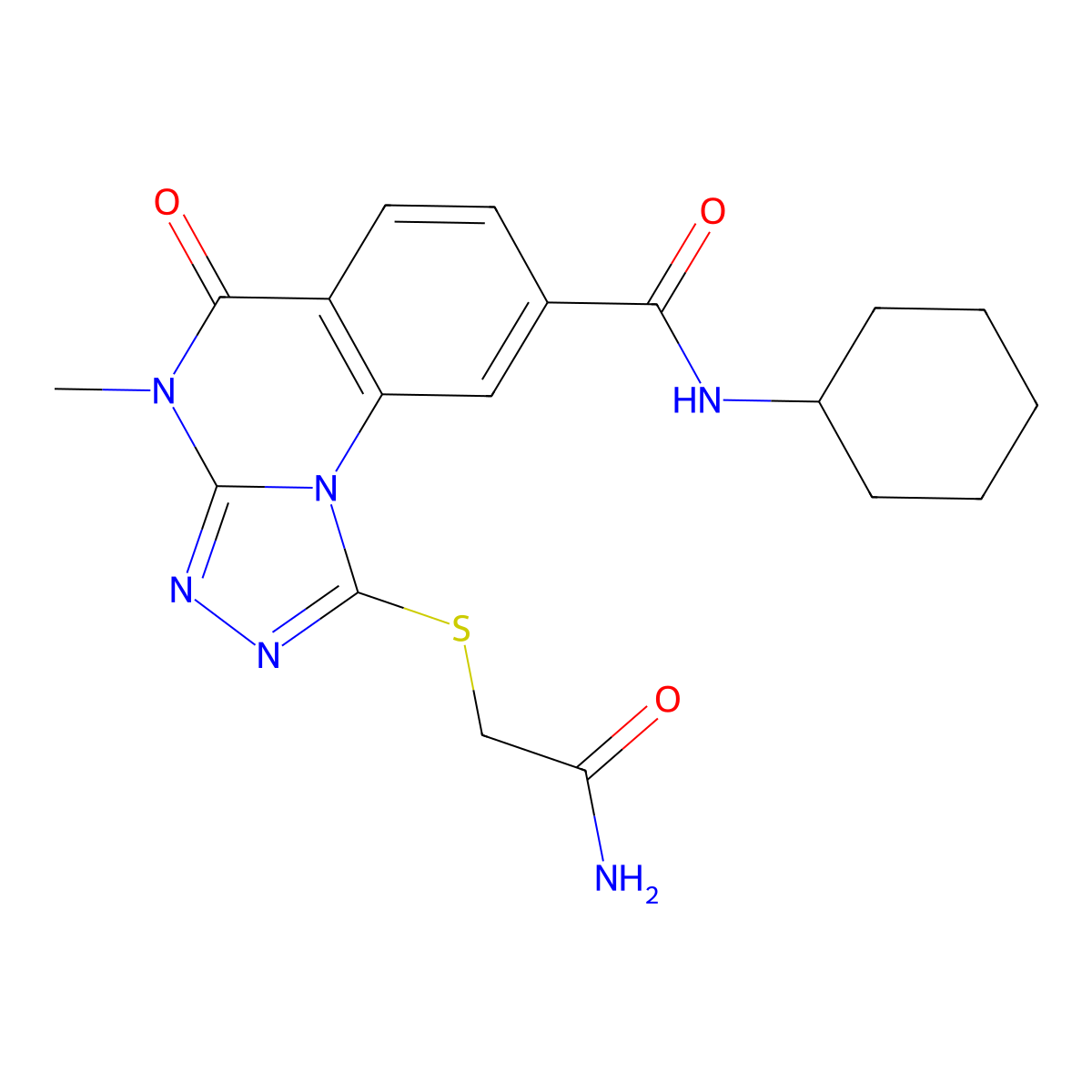 1-[(2-amino-2-oxoethyl)thio]-N-cyclohexyl-4-methyl-5-oxo-4,5-dihydro[1,2,4]triazolo[4,3-a]quinazoline-8-carboxamide molecular structure, CAS 1105232-09-4