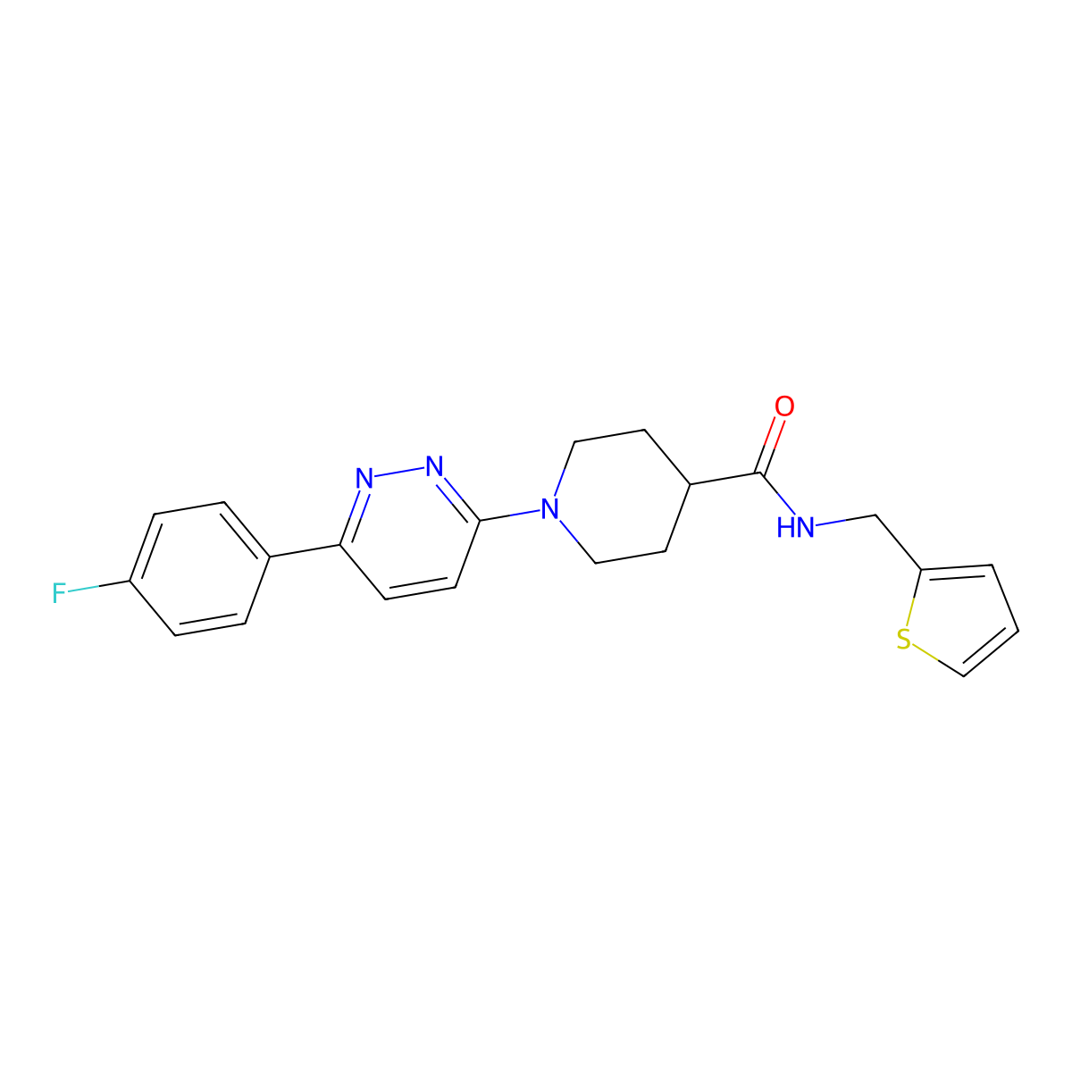 1-(6-(4-fluorophenyl)pyridazin-3-yl)-N-(thiophen-2-ylmethyl)piperidine-4-carboxamide molecular structure, CAS 1105232-10-7