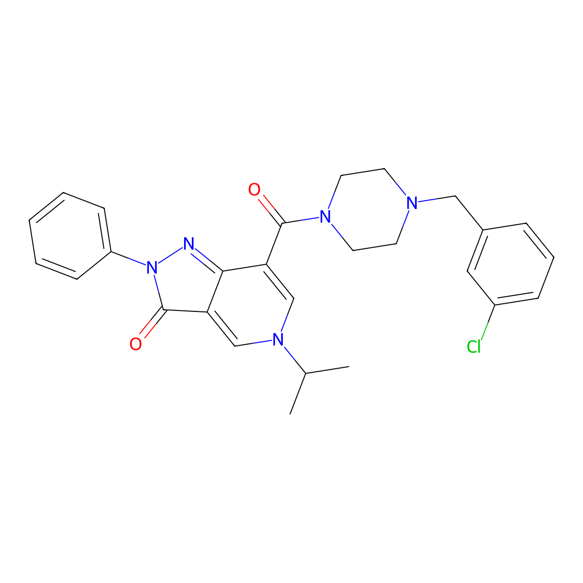 7-(4-(3-chlorobenzyl)piperazine-1-carbonyl)-5-isopropyl-2-phenyl-2H-pyrazolo[4,3-c]pyridin-3(5H)-one molecular structure, CAS 1105232-11-8