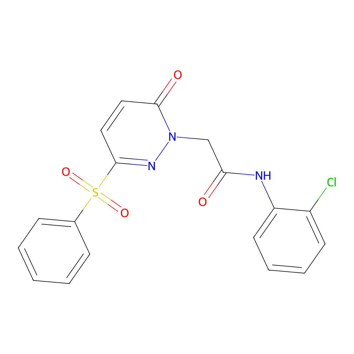 N-(2-chlorophenyl)-2-(6-oxo-3-(phenylsulfonyl)pyridazin-1(6H)-yl)acetamide molecular structure, CAS 1105232-15-2