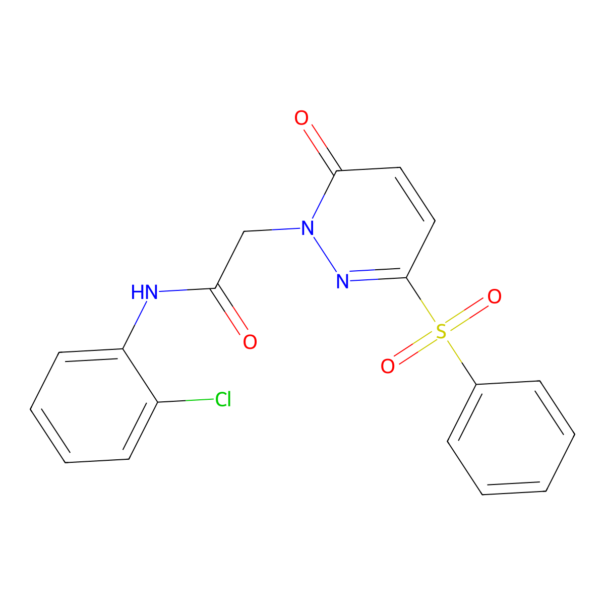 N-(2-chlorophenyl)-2-(6-oxo-3-(phenylsulfonyl)pyridazin-1(6H)-yl)acetamide molecular structure, CAS 1105232-15-2
