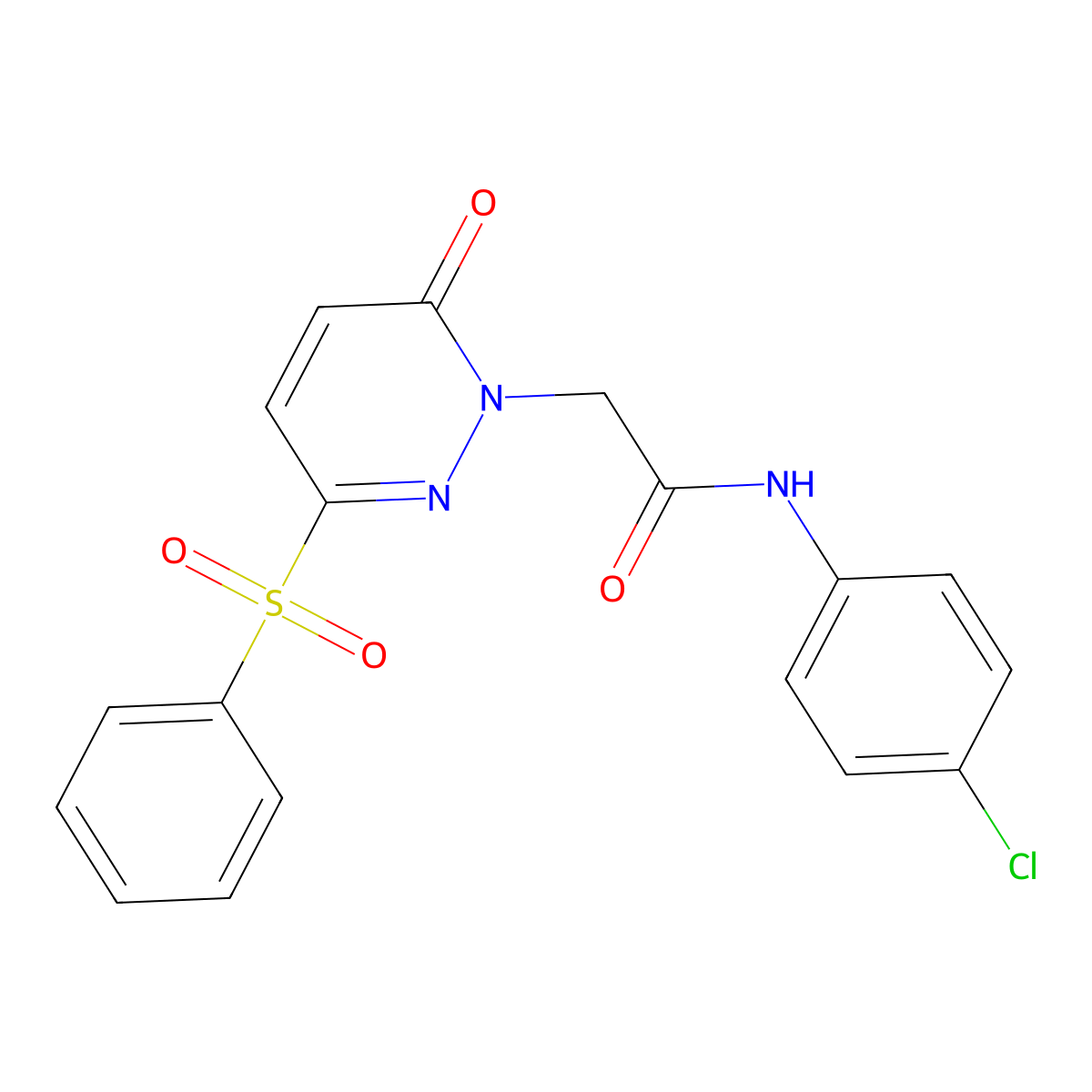 N-(4-chlorophenyl)-2-(6-oxo-3-(phenylsulfonyl)pyridazin-1(6H)-yl)acetamide molecular structure, CAS 1105232-21-0