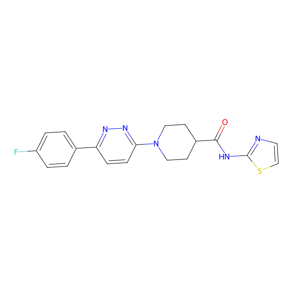 1-(6-(4-fluorophenyl)pyridazin-3-yl)-N-(thiazol-2-yl)piperidine-4-carboxamide molecular structure, CAS 1105232-22-1