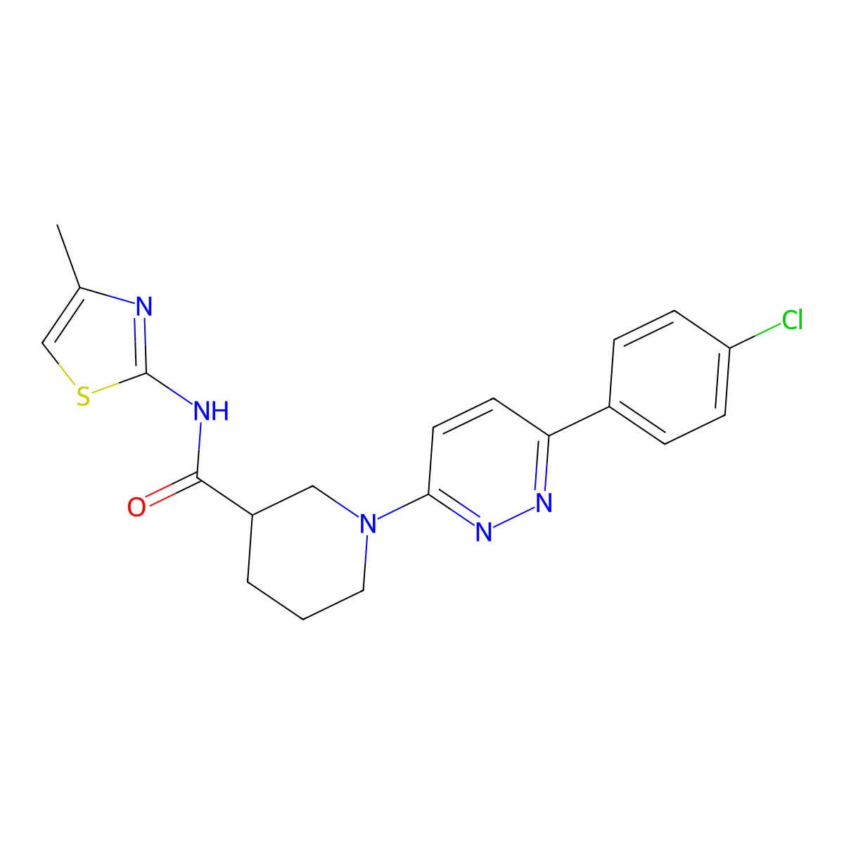 1-(6-(4-chlorophenyl)pyridazin-3-yl)-N-(4-methylthiazol-2-yl)piperidine-3-carboxamide molecular structure, CAS 1105232-24-3