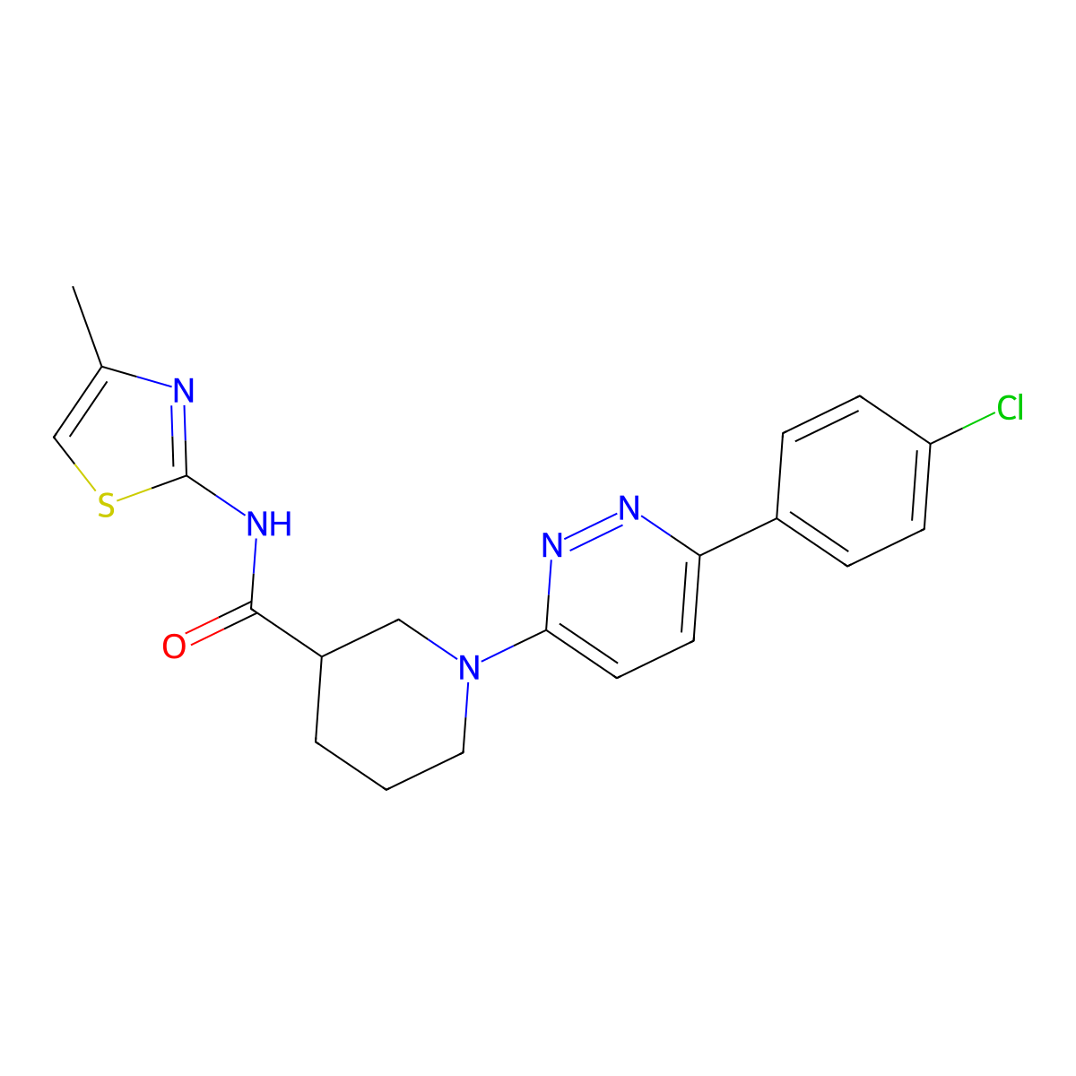 1-(6-(4-chlorophenyl)pyridazin-3-yl)-N-(4-methylthiazol-2-yl)piperidine-3-carboxamide molecular structure, CAS 1105232-24-3