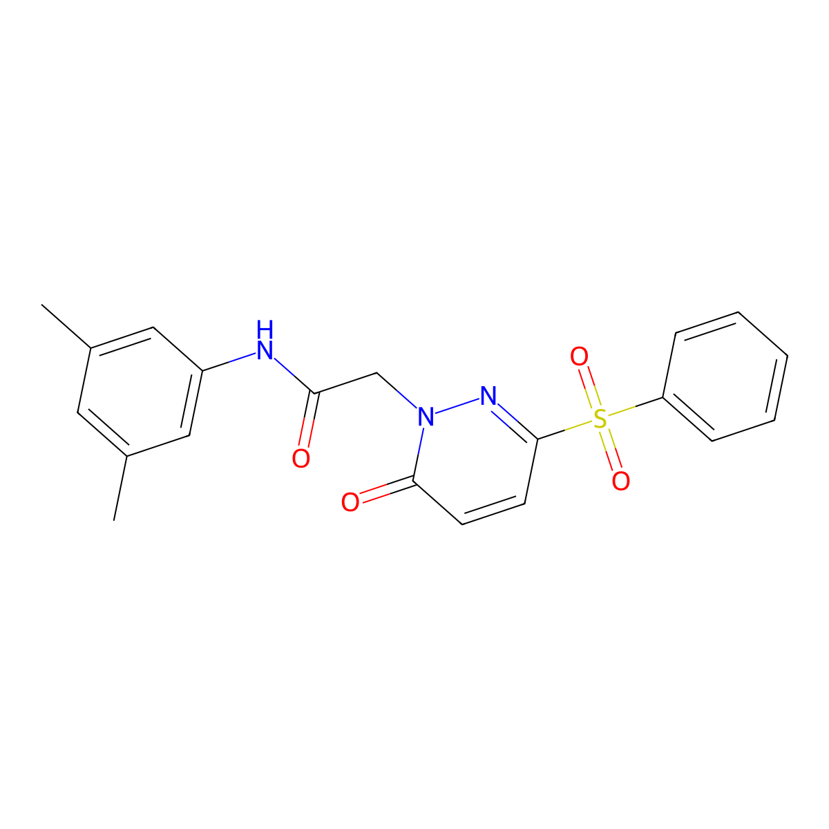 N-(3,5-dimethylphenyl)-2-(6-oxo-3-(phenylsulfonyl)pyridazin-1(6H)-yl)acetamide molecular structure, CAS 1105232-27-6