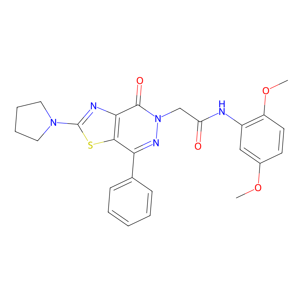 N-(2,5-dimethoxyphenyl)-2-(4-oxo-7-phenyl-2-(pyrrolidin-1-yl)thiazolo[4,5-d]pyridazin-5(4H)-yl)acetamide molecular structure, CAS 1105232-29-8