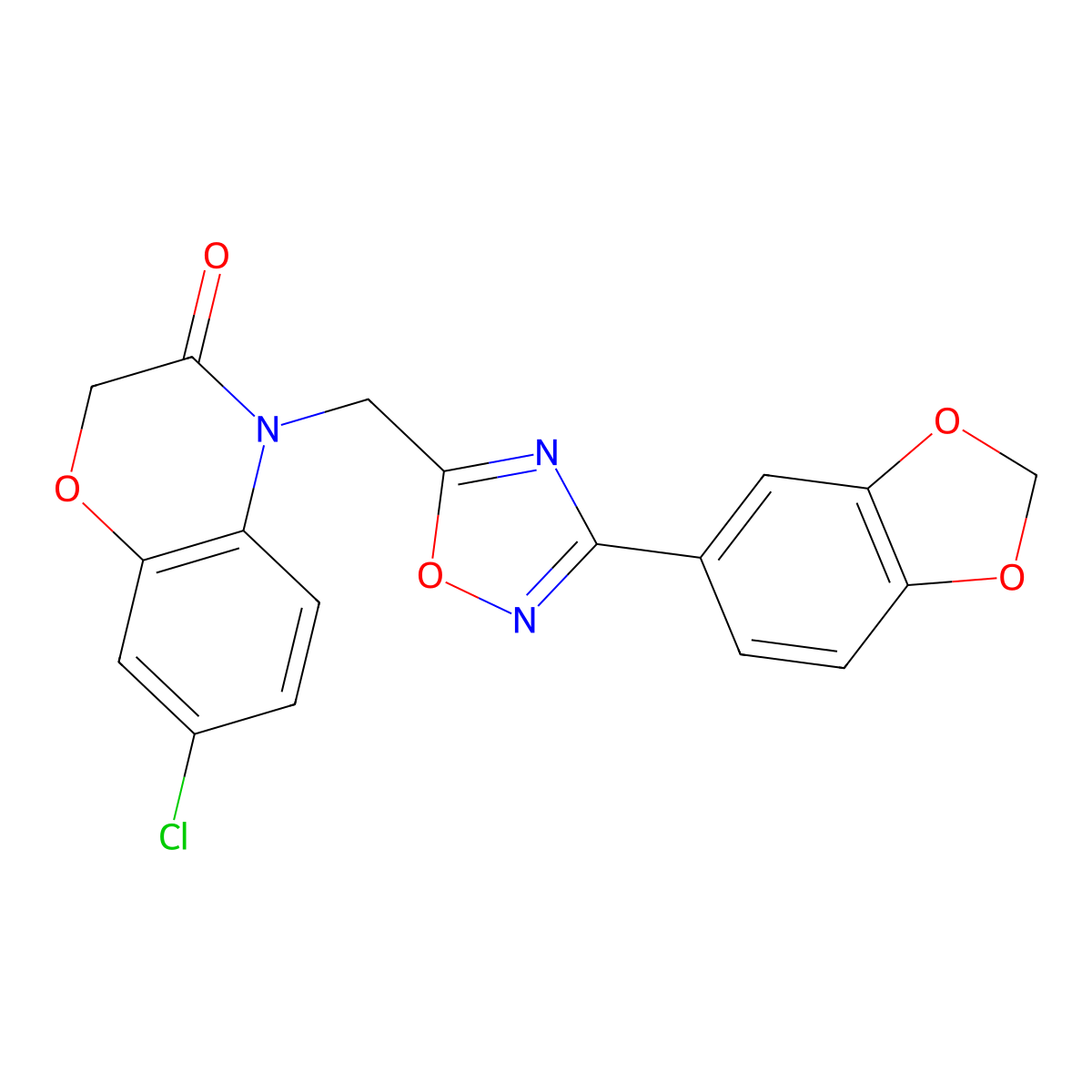 4-((3-(benzo[d][1,3]dioxol-5-yl)-1,2,4-oxadiazol-5-yl)methyl)-7-chloro-2H-benzo[b][1,4]oxazin-3(4H)-one molecular structure, CAS 1105232-32-3