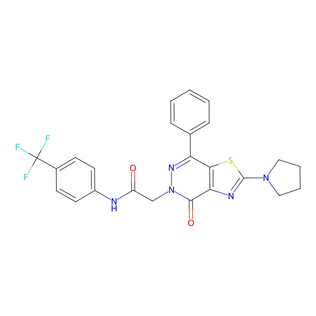 2-(4-oxo-7-phenyl-2-(pyrrolidin-1-yl)thiazolo[4,5-d]pyridazin-5(4H)-yl)-N-(4-(trifluoromethyl)phenyl)acetamide molecular structure, CAS 1105232-35-6