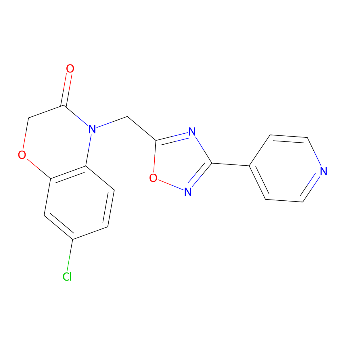 7-chloro-4-((3-(pyridin-4-yl)-1,2,4-oxadiazol-5-yl)methyl)-2H-benzo[b][1,4]oxazin-3(4H)-one molecular structure, CAS 1105232-38-9