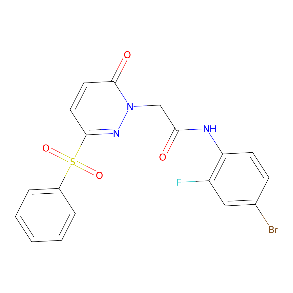 N-(4-bromo-2-fluorophenyl)-2-(6-oxo-3-(phenylsulfonyl)pyridazin-1(6H)-yl)acetamide molecular structure, CAS 1105232-39-0