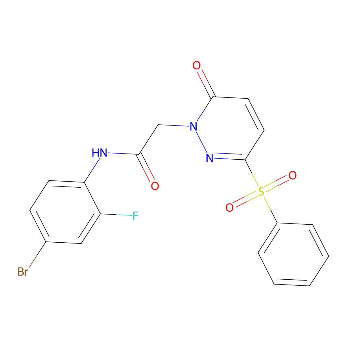 N-(4-bromo-2-fluorophenyl)-2-(6-oxo-3-(phenylsulfonyl)pyridazin-1(6H)-yl)acetamide molecular structure, CAS 1105232-39-0