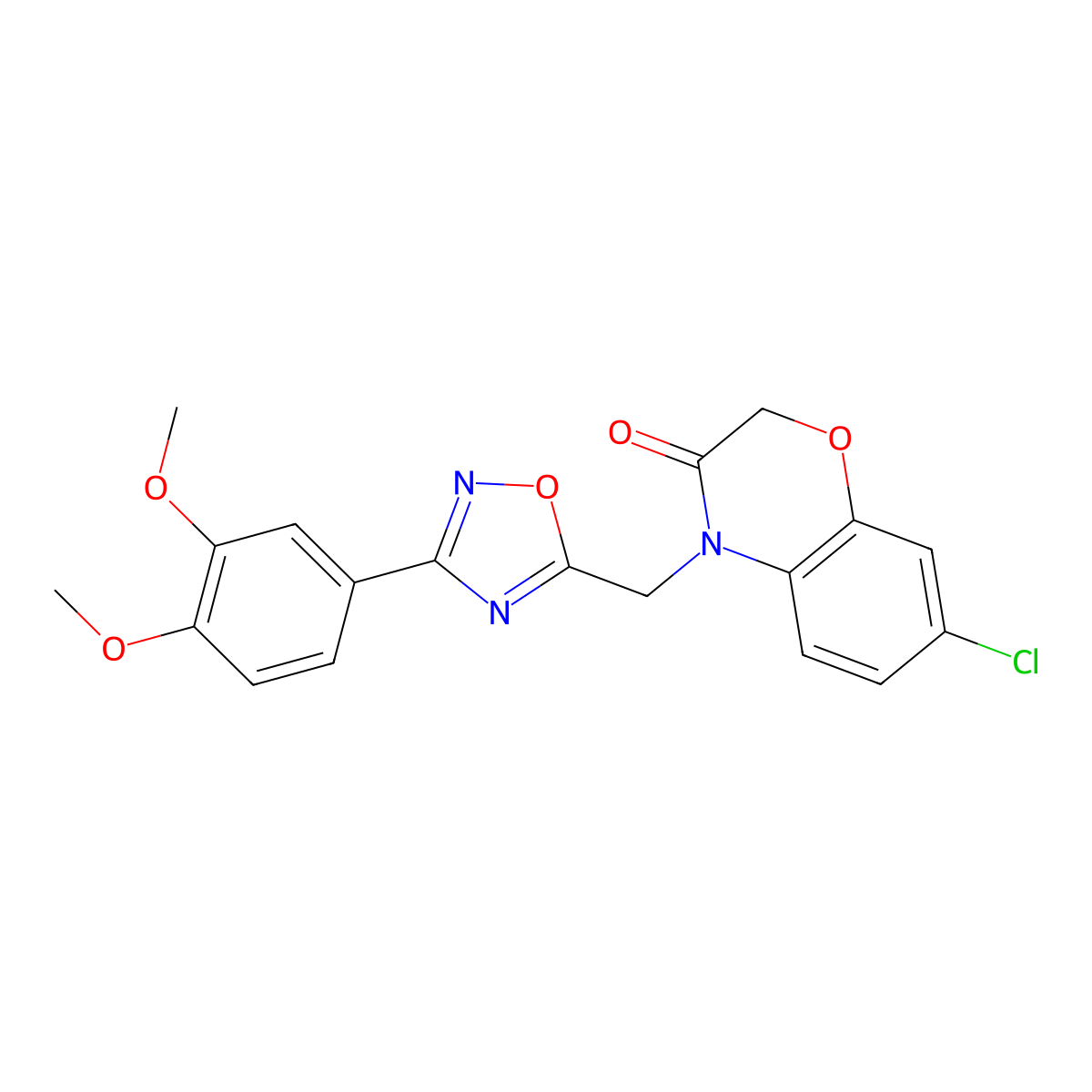 7-chloro-4-((3-(3,4-dimethoxyphenyl)-1,2,4-oxadiazol-5-yl)methyl)-2H-benzo[b][1,4]oxazin-3(4H)-one molecular structure, CAS 1105232-44-7
