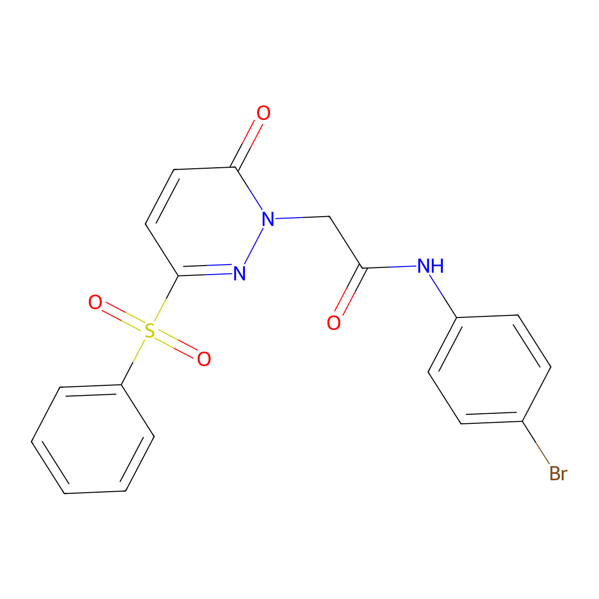 N-(4-bromophenyl)-2-(6-oxo-3-(phenylsulfonyl)pyridazin-1(6H)-yl)acetamide molecular structure, CAS 1105232-45-8