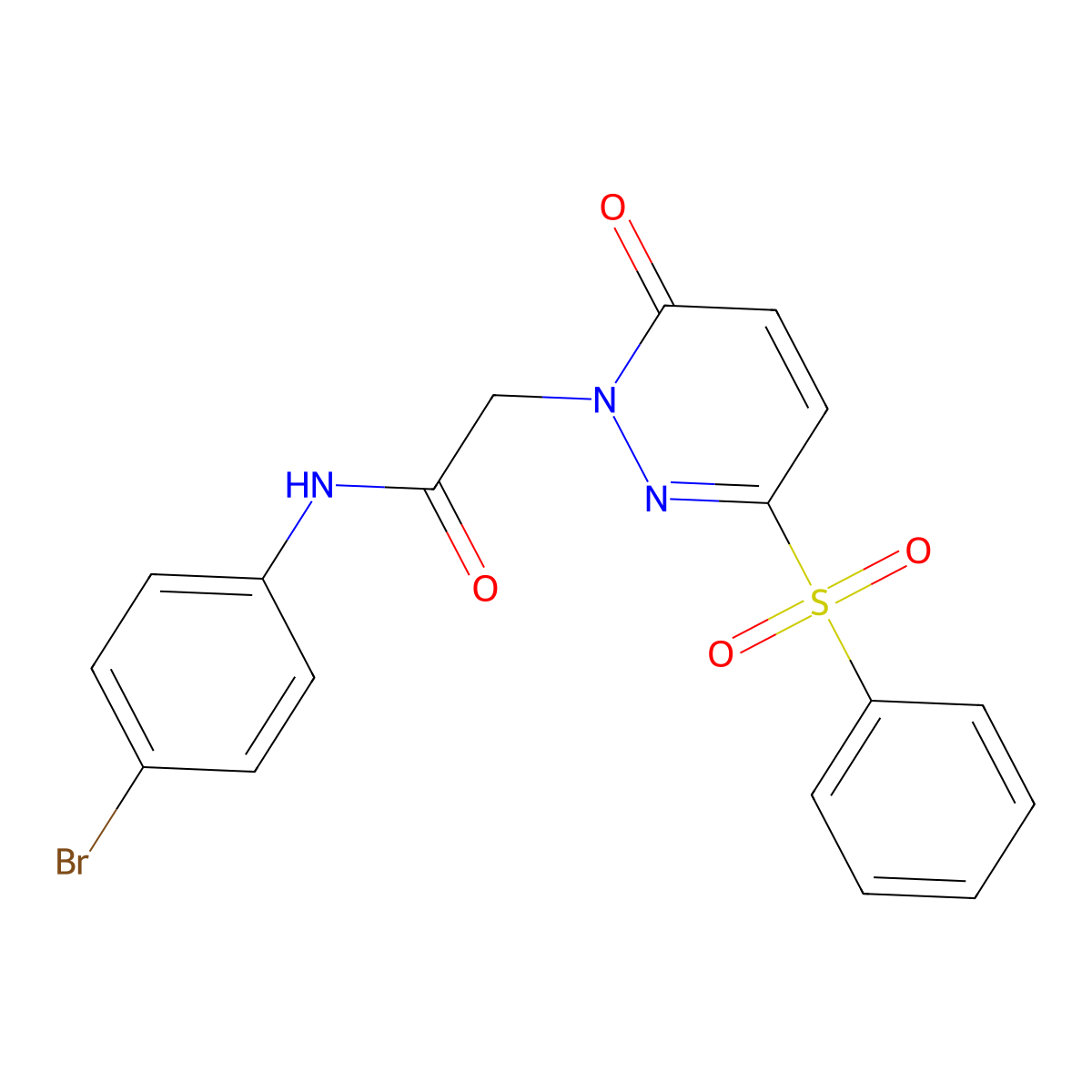 N-(4-bromophenyl)-2-(6-oxo-3-(phenylsulfonyl)pyridazin-1(6H)-yl)acetamide molecular structure, CAS 1105232-45-8