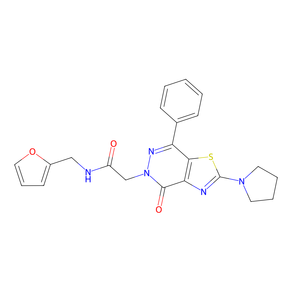 N-(furan-2-ylmethyl)-2-(4-oxo-7-phenyl-2-(pyrrolidin-1-yl)thiazolo[4,5-d]pyridazin-5(4H)-yl)acetamide molecular structure, CAS 1105232-47-0