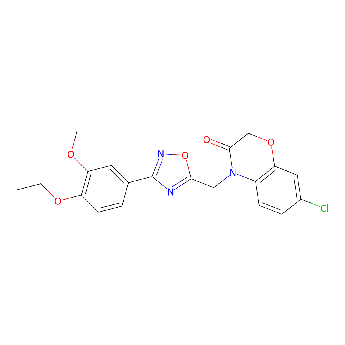 7-chloro-4-((3-(4-ethoxy-3-methoxyphenyl)-1,2,4-oxadiazol-5-yl)methyl)-2H-benzo[b][1,4]oxazin-3(4H)-one molecular structure, CAS 1105232-50-5