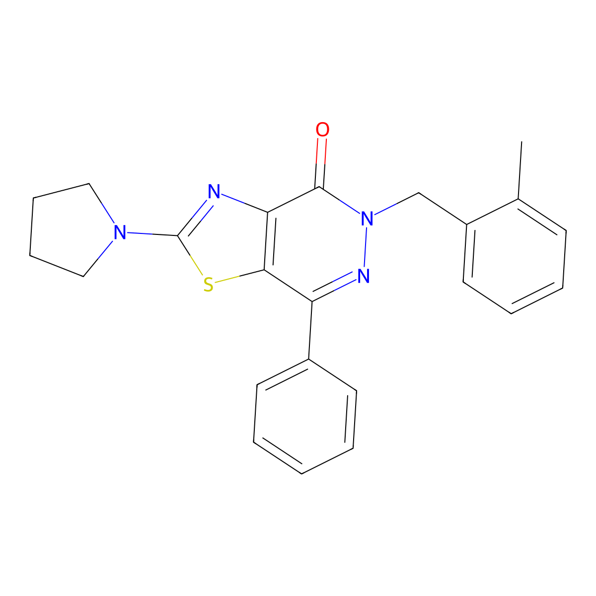 5-(2-methylbenzyl)-7-phenyl-2-(pyrrolidin-1-yl)thiazolo[4,5-d]pyridazin-4(5H)-one molecular structure, CAS 1105232-53-8