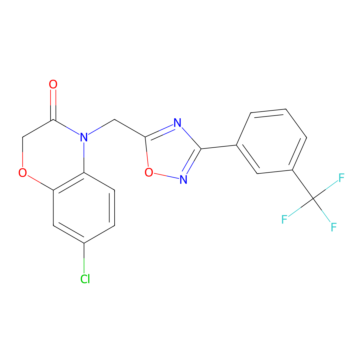 7-chloro-4-((3-(3-(trifluoromethyl)phenyl)-1,2,4-oxadiazol-5-yl)methyl)-2H-benzo[b][1,4]oxazin-3(4H)-one molecular structure, CAS 1105232-56-1
