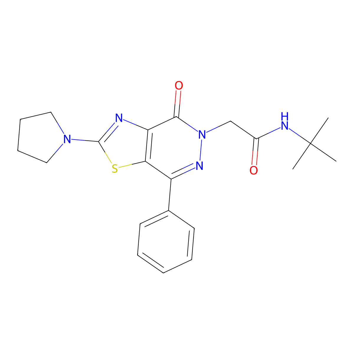N-(tert-butyl)-2-(4-oxo-7-phenyl-2-(pyrrolidin-1-yl)thiazolo[4,5-d]pyridazin-5(4H)-yl)acetamide molecular structure, CAS 1105232-59-4