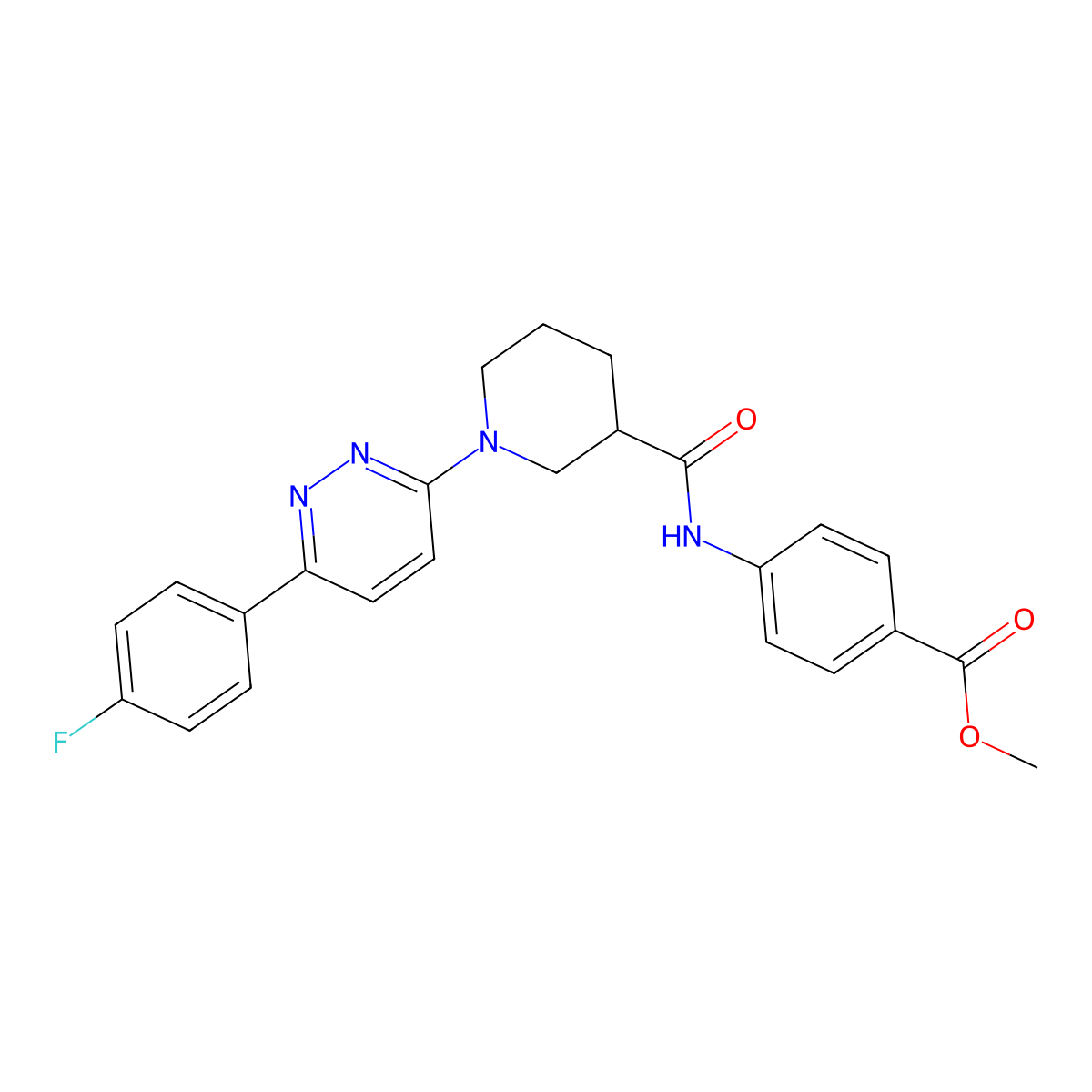 Methyl 4-(1-(6-(4-fluorophenyl)pyridazin-3-yl)piperidine-3-carboxamido)benzoate molecular structure, CAS 1105232-60-7